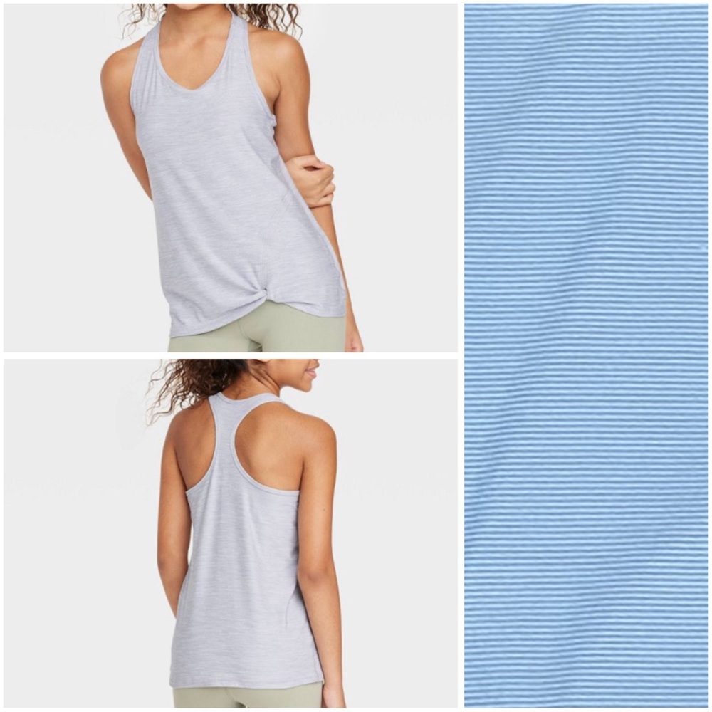 NWT All In Motion Girls’ Studio Tank Top, Blue Stripe, Size Large (10-12)